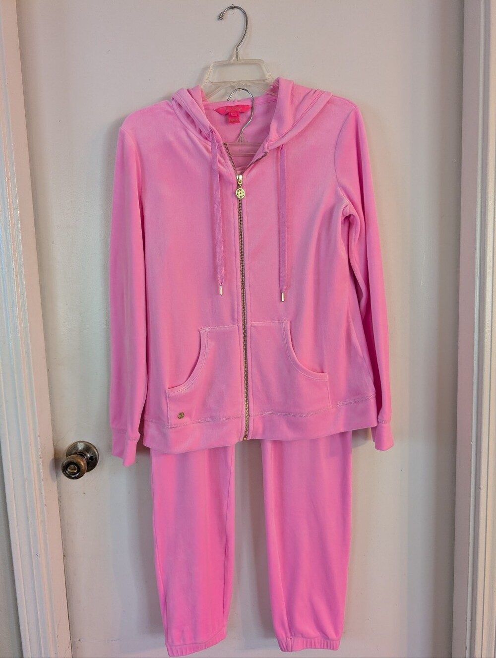 Lilly Pulitzer Mallie Pink 🩷 Plush Velour Hoodie Jacket & Pants Set S